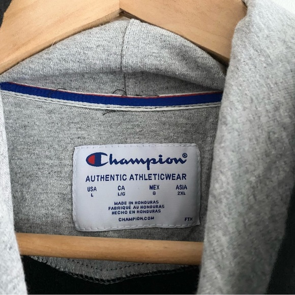 Men's Champion Black Pullover Hoodie | Drawstring Sweatshirt - Picture 6 of 6